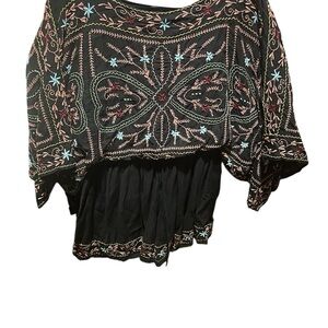 Free peoples Embroidered Black Women's Top